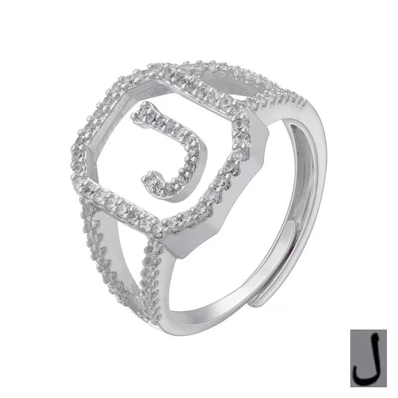 Fashion Micro Inlaid Zircon Arab Letters Ring