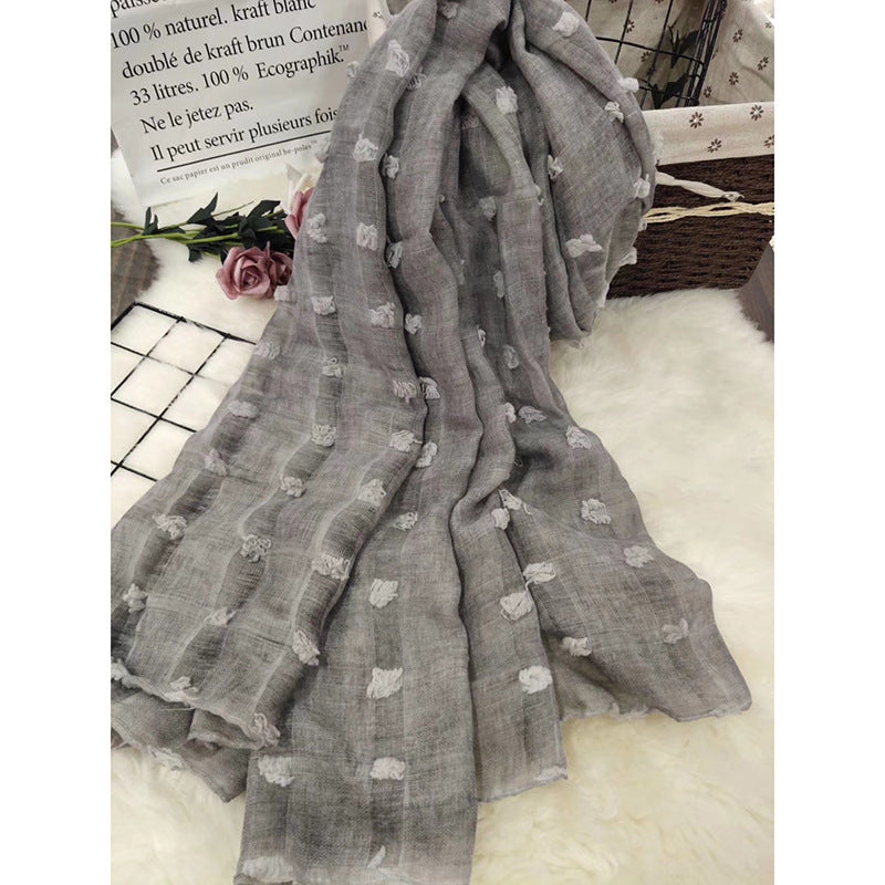 Tie Dye Cotton Linen Ball Scarf Ladies Muslim