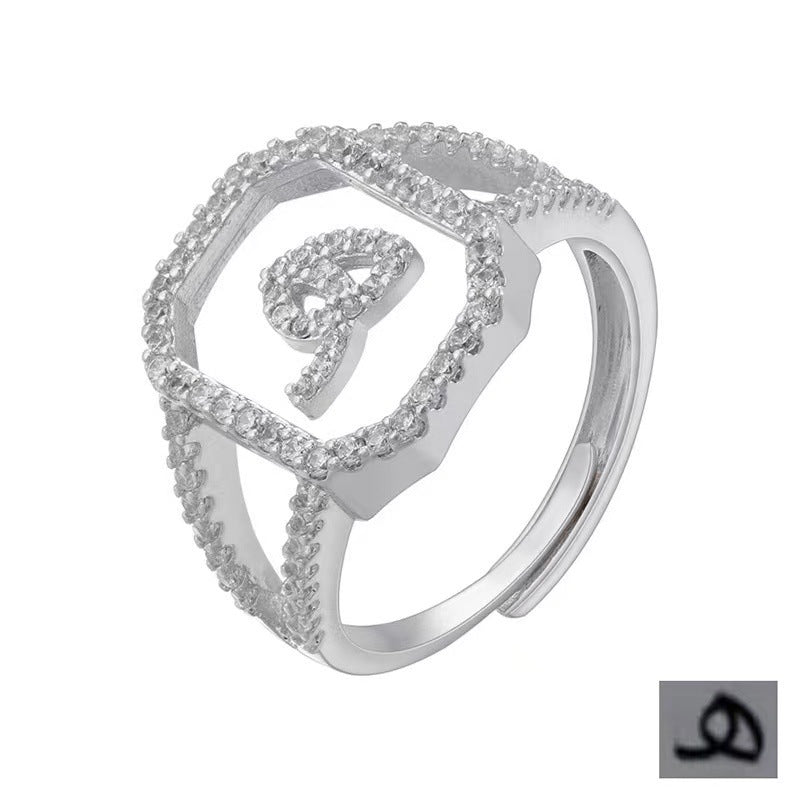 Fashion Micro Inlaid Zircon Arab Letters Ring
