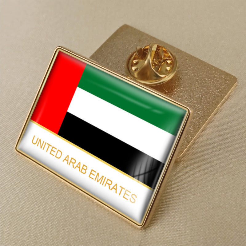 United Arab Emirates Flag Crystal Glue Badge Brooch